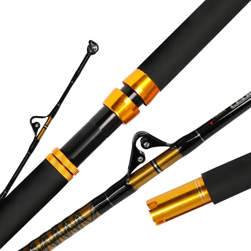 Fiblink 1-Piece/2-Piece Saltwater Offshore Heavy Trolling Rod Big Game Roller Rod Conventional Boat Fishing Pole (5 Feet 6 Inch, 30-50 lb/50-80 lb/80-120 lb) (2-Piece, 7 Feet) - Image 2